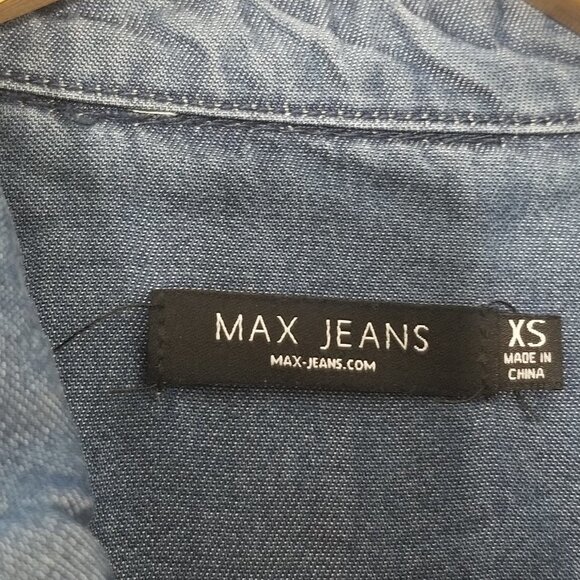 Max Jeans Blue Chambray Lightweight  Long Sleeve Button Down Shirt Dress Size XS - Picture 4 of 13